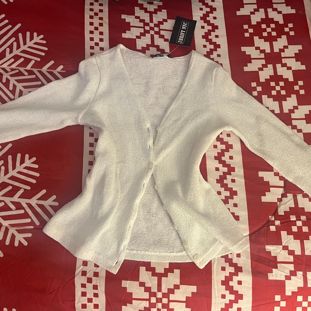 White Button-Up Cardigan